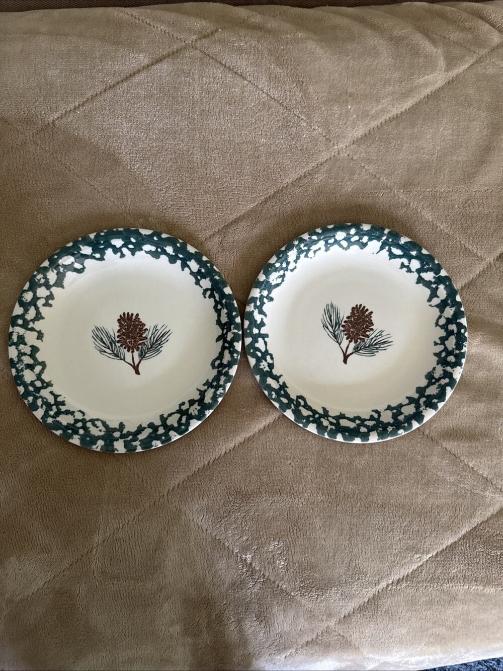 Tienshan Folkcraft PINECONE Salad Plate 7 3/4" Set Of 2